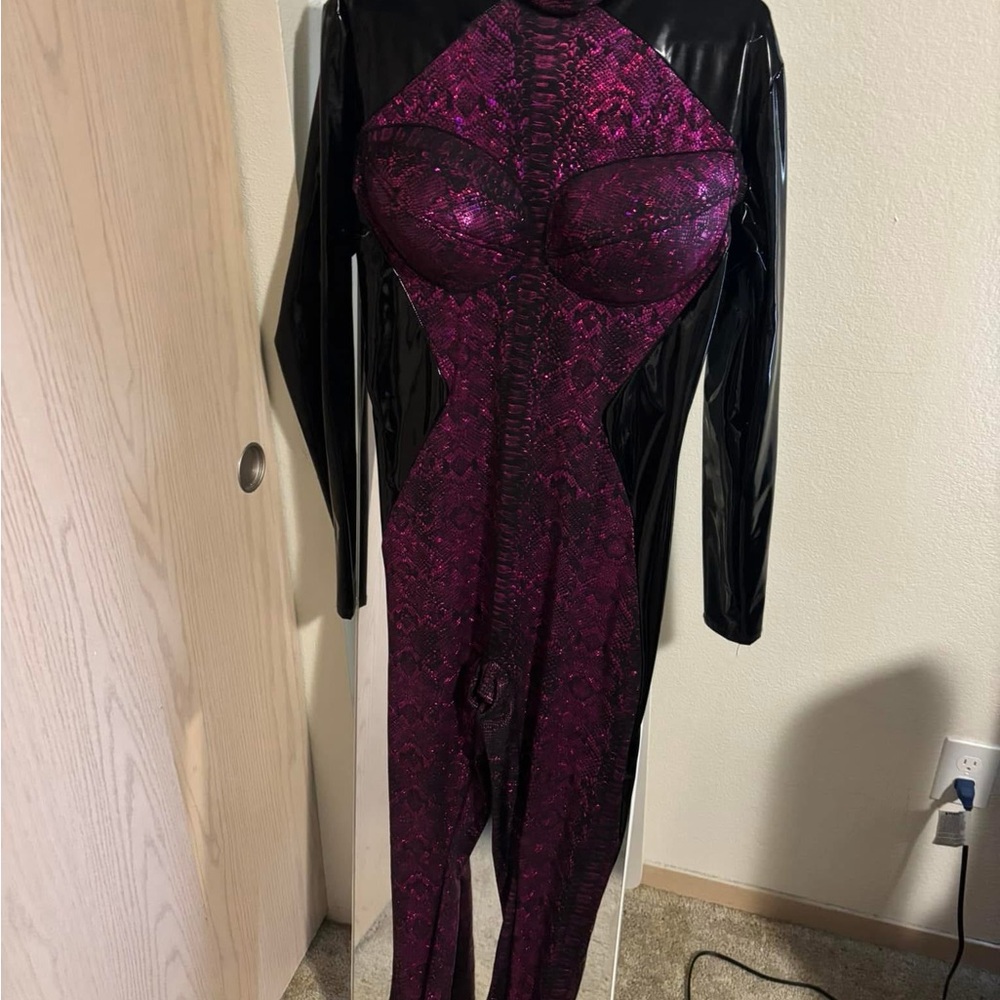 Black and Purple Long Sleeve Bodysuit